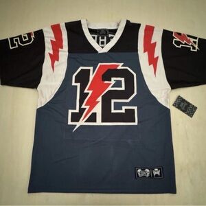 NWT Rebel Vengeance Football Jersey #12 Lightning Bolt Stitched Blue NWT